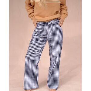 NWT Sonderhaus PERFECT PANTS IN NAVY GINGHAM size XS